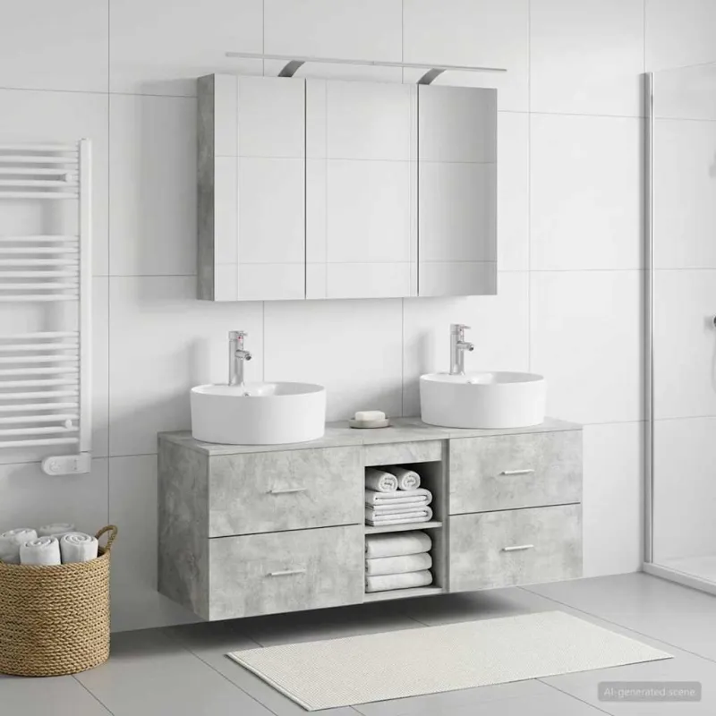 Vonios baldų rinkinys 4 pcs Betono pilka