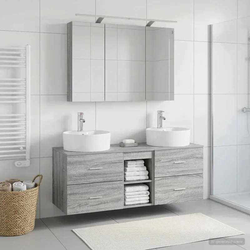 Vonios baldų rinkinys 4 pcs Pilka Sonoma