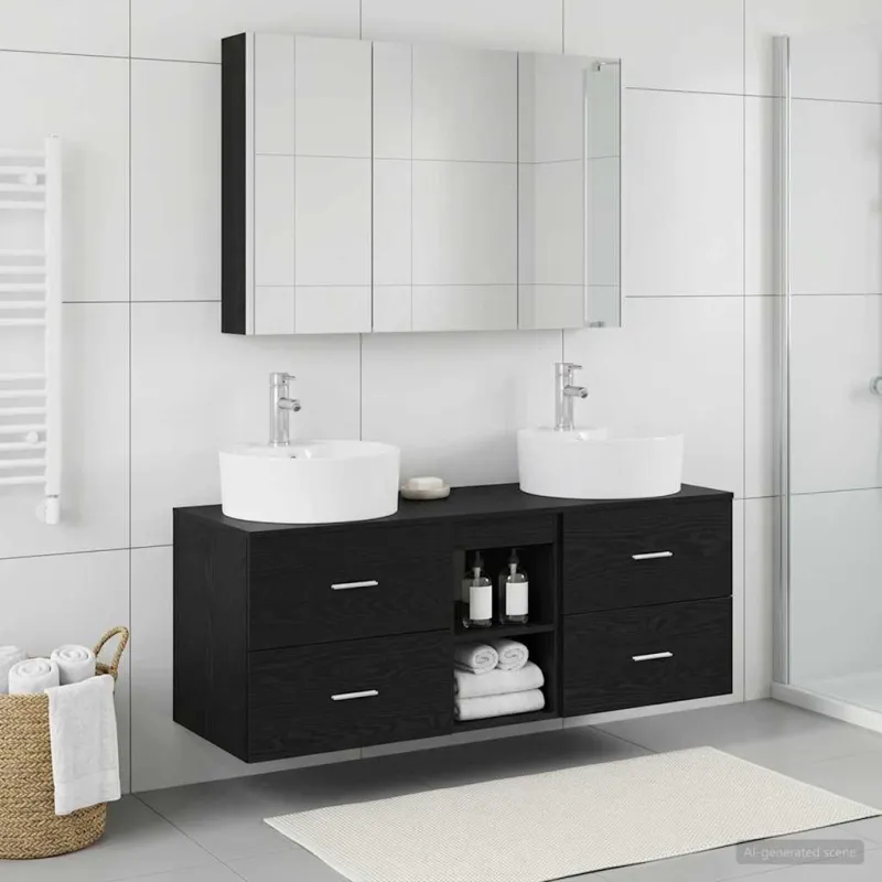 Vonios baldų rinkinys 4 pcs Juodojo ąžuolo