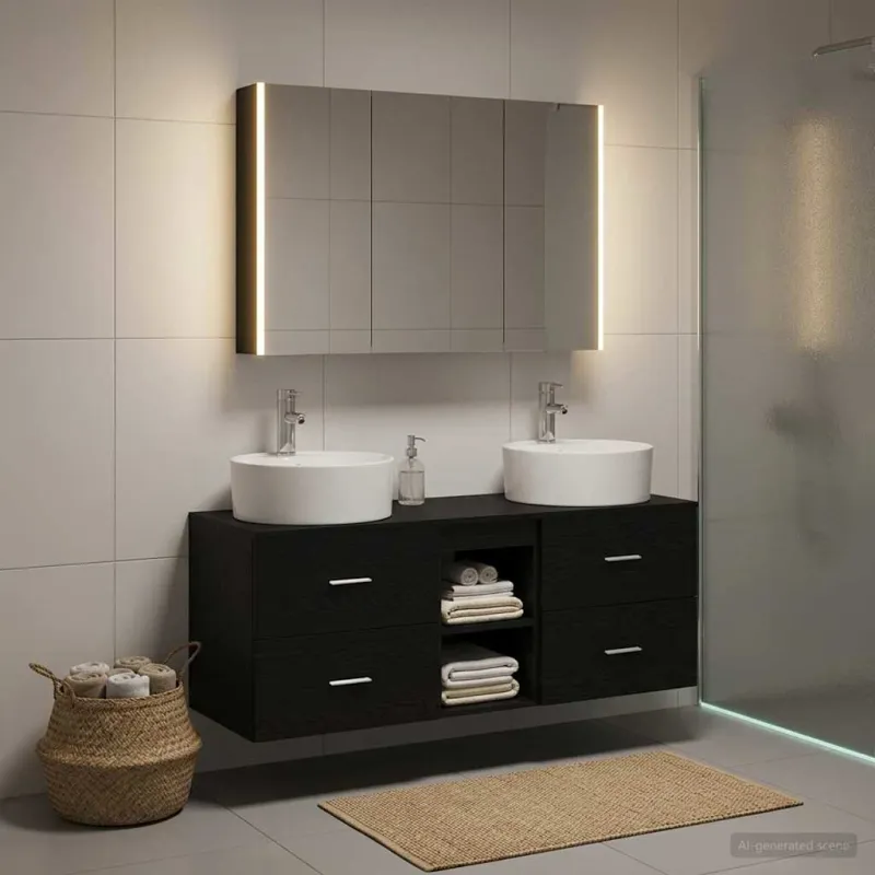Vonios baldų rinkinys 4 pcs Juodojo ąžuolo