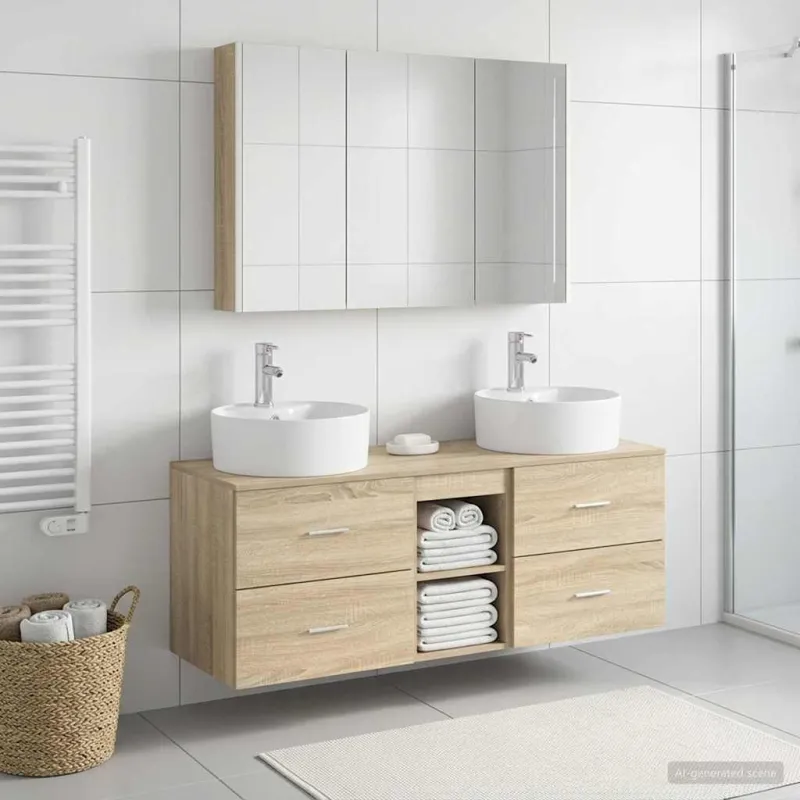 Vonios baldų rinkinys 4 pcs Sonoma ąžuolas