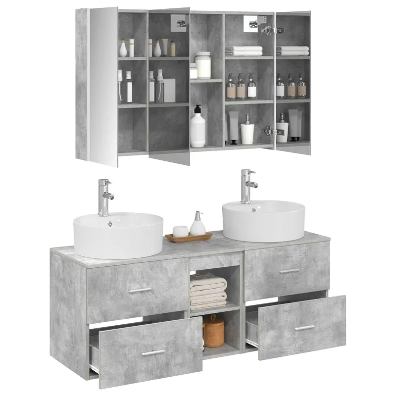 Vonios baldų rinkinys 4 pcs Betono pilka