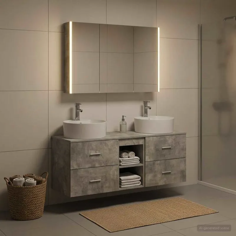Vonios baldų rinkinys 4 pcs Betono pilka