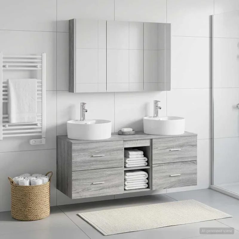 Vonios baldų rinkinys 4 pcs Pilka Sonoma