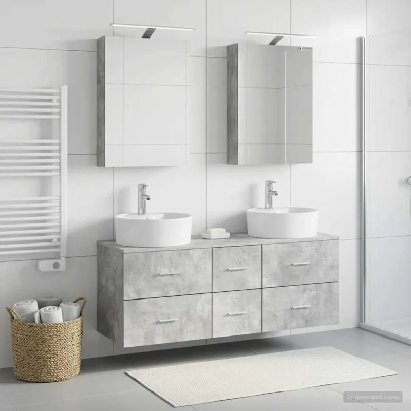 Vonios baldų rinkinys 5 pcs Betono pilka