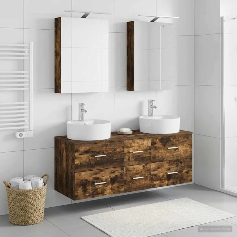 Vonios baldų rinkinys 5 pcs Dūminio ąžuolo