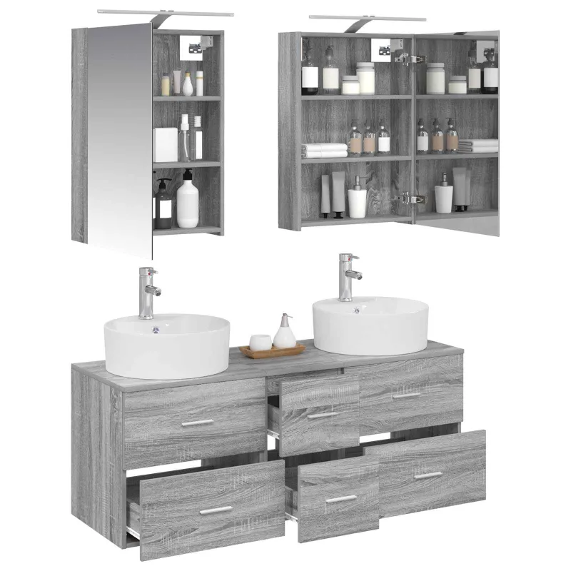 Vonios baldų rinkinys 5 pcs Pilka Sonoma