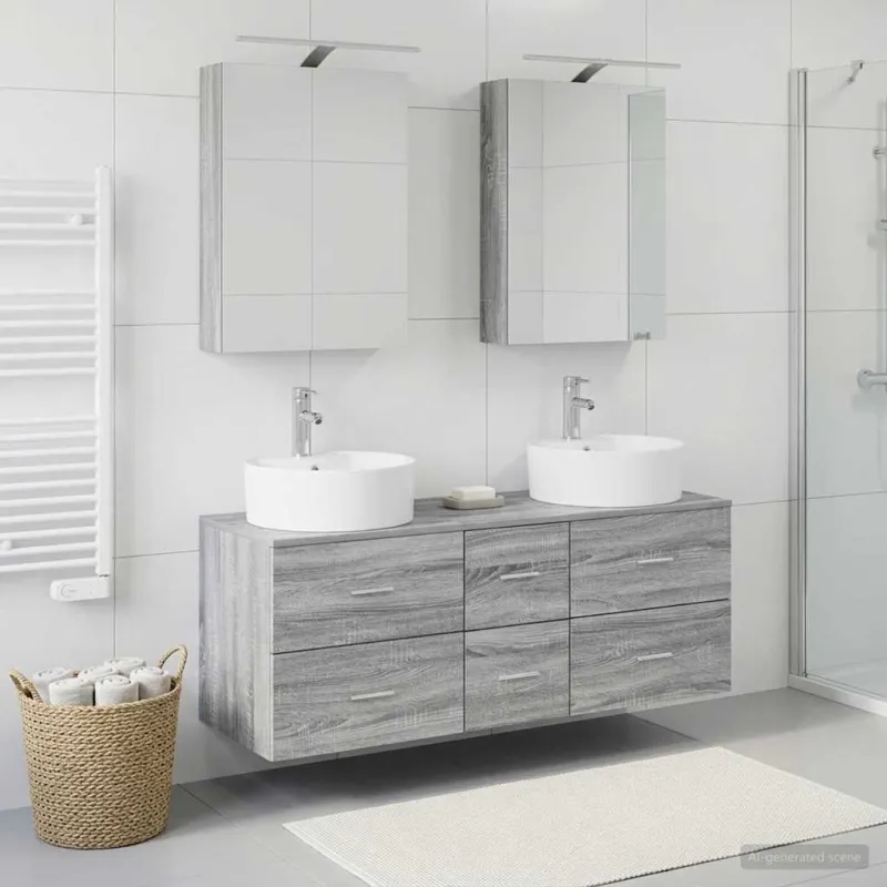 Vonios baldų rinkinys 5 pcs Pilka Sonoma