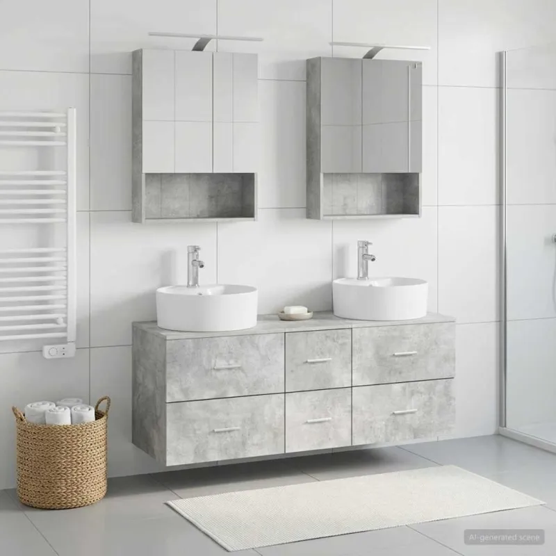 Vonios baldų rinkinys 5 pcs Betono pilka