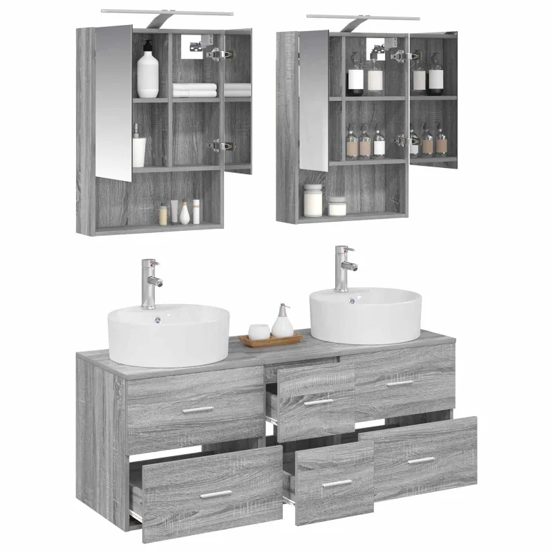 Vonios baldų rinkinys 5 pcs Pilka Sonoma