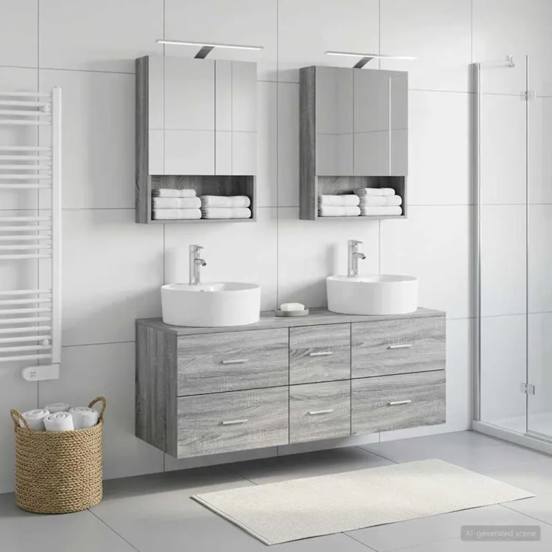 Vonios baldų rinkinys 5 pcs Pilka Sonoma