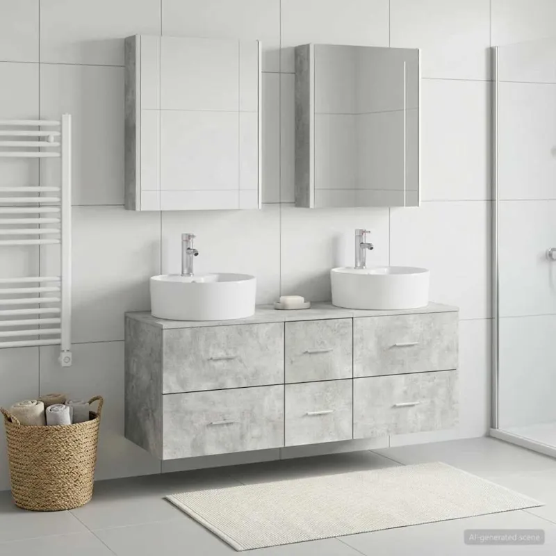 Vonios baldų rinkinys 5 pcs Betono pilka