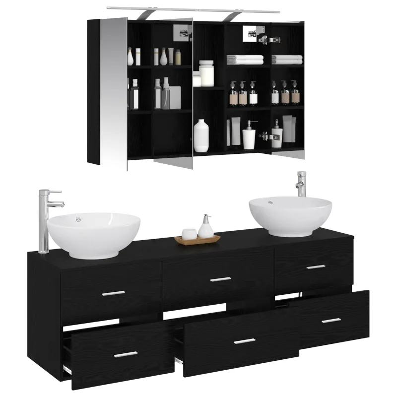 Vonios baldų rinkinys 4 pcs Juodojo ąžuolo