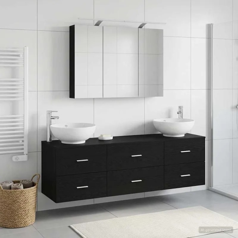 Vonios baldų rinkinys 4 pcs Juodojo ąžuolo