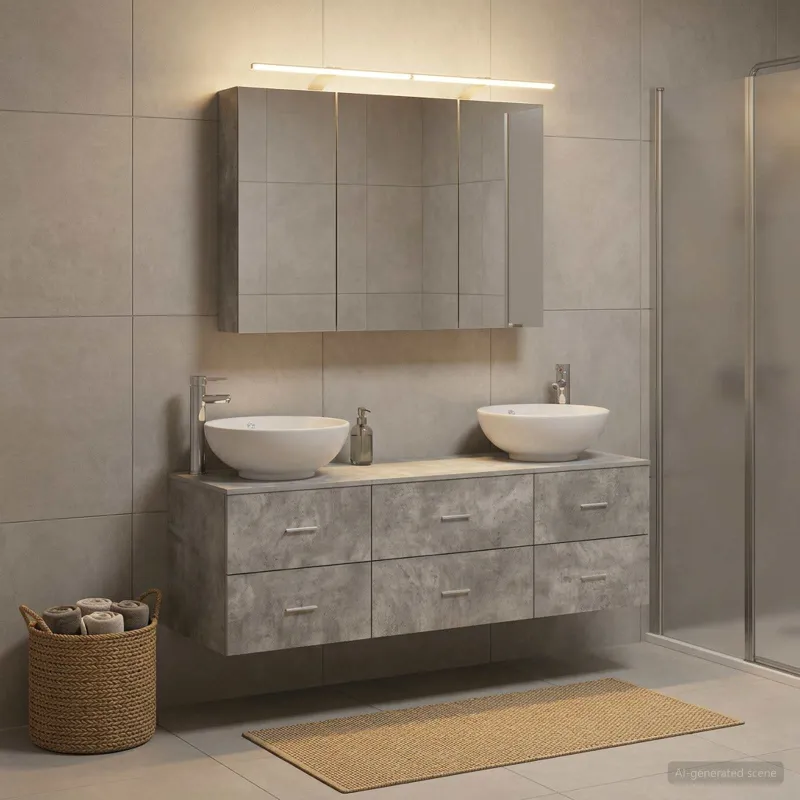 Vonios baldų rinkinys 4 pcs Betono pilka