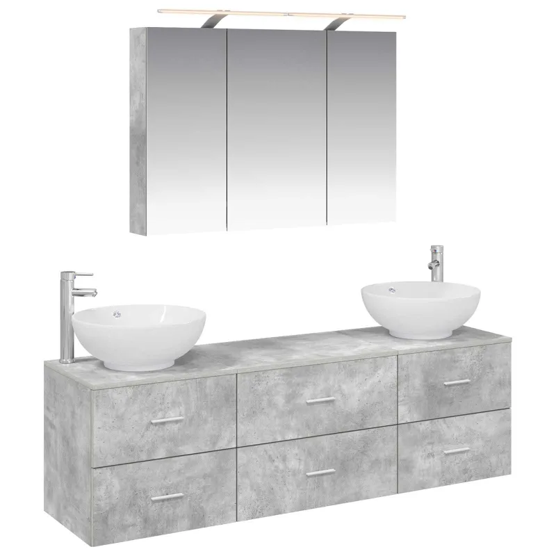 Vonios baldų rinkinys 4 pcs Betono pilka