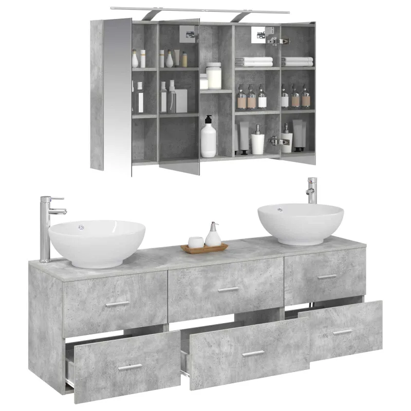 Vonios baldų rinkinys 4 pcs Betono pilka