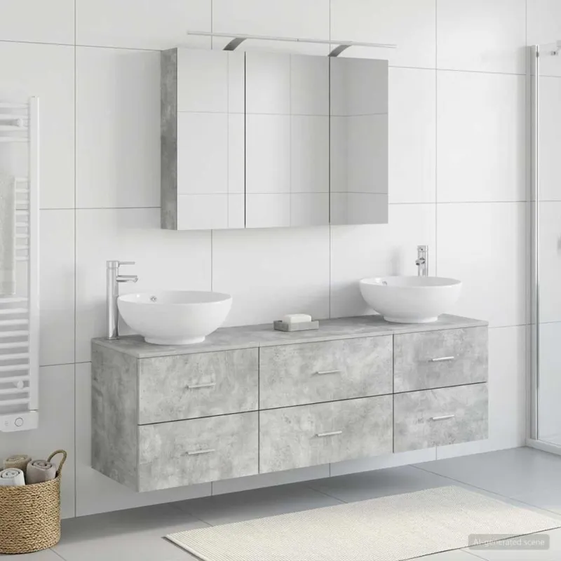 Vonios baldų rinkinys 4 pcs Betono pilka