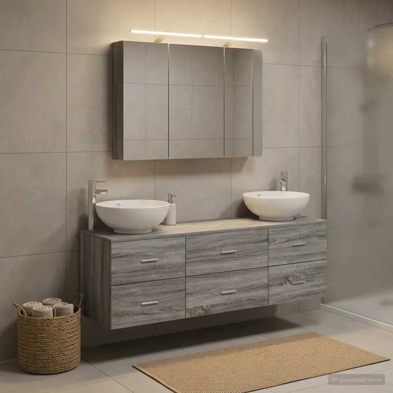 Vonios baldų rinkinys 4 pcs Pilka Sonoma