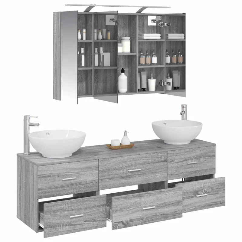 Vonios baldų rinkinys 4 pcs Pilka Sonoma