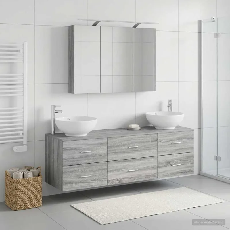 Vonios baldų rinkinys 4 pcs Pilka Sonoma