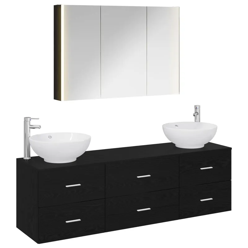 Vonios baldų rinkinys 4 pcs Juodojo ąžuolo