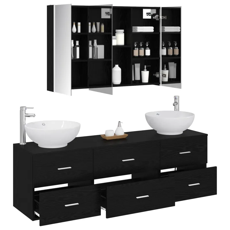 Vonios baldų rinkinys 4 pcs Juodojo ąžuolo