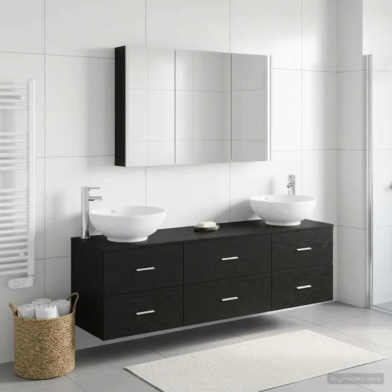 Vonios baldų rinkinys 4 pcs Juodojo ąžuolo