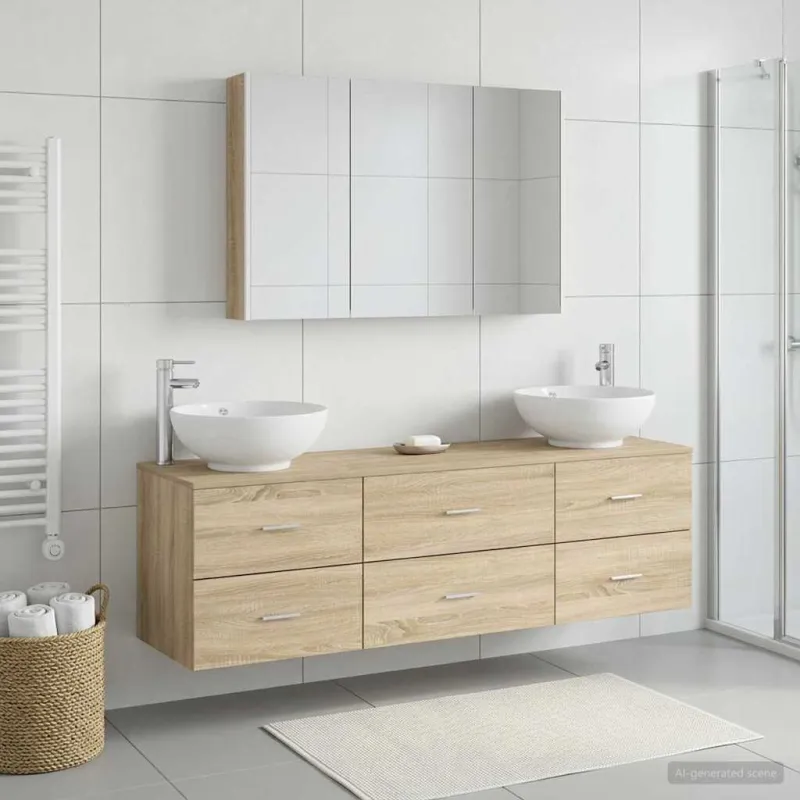 Vonios baldų rinkinys 4 pcs Sonoma ąžuolas