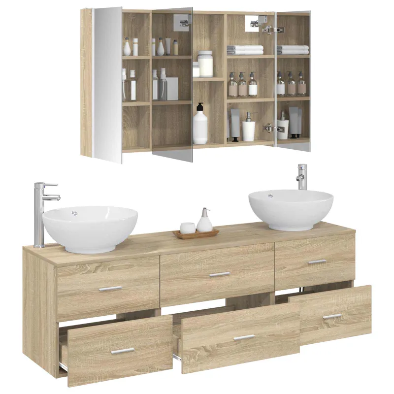 Vonios baldų rinkinys 4 pcs Sonoma ąžuolas