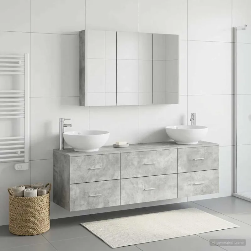 Vonios baldų rinkinys 4 pcs Betono pilka