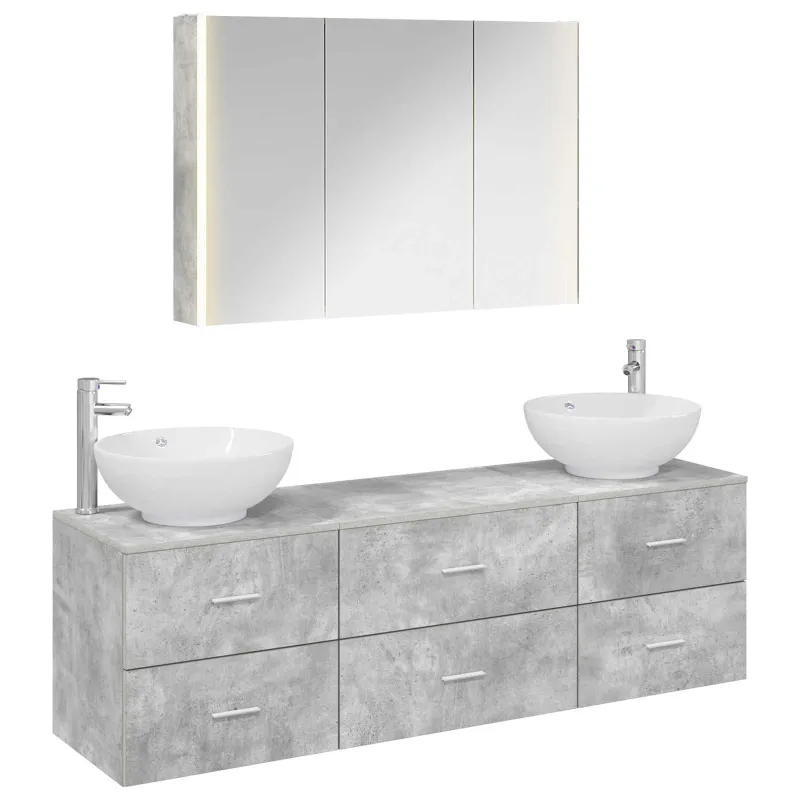 Vonios baldų rinkinys 4 pcs Betono pilka