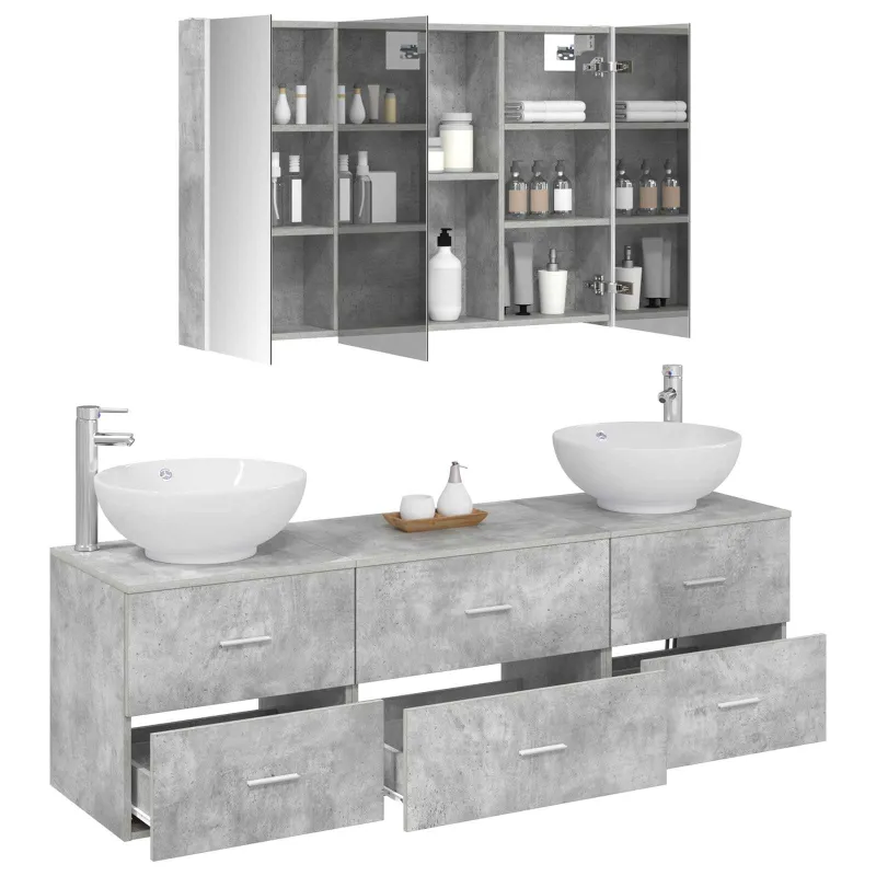 Vonios baldų rinkinys 4 pcs Betono pilka