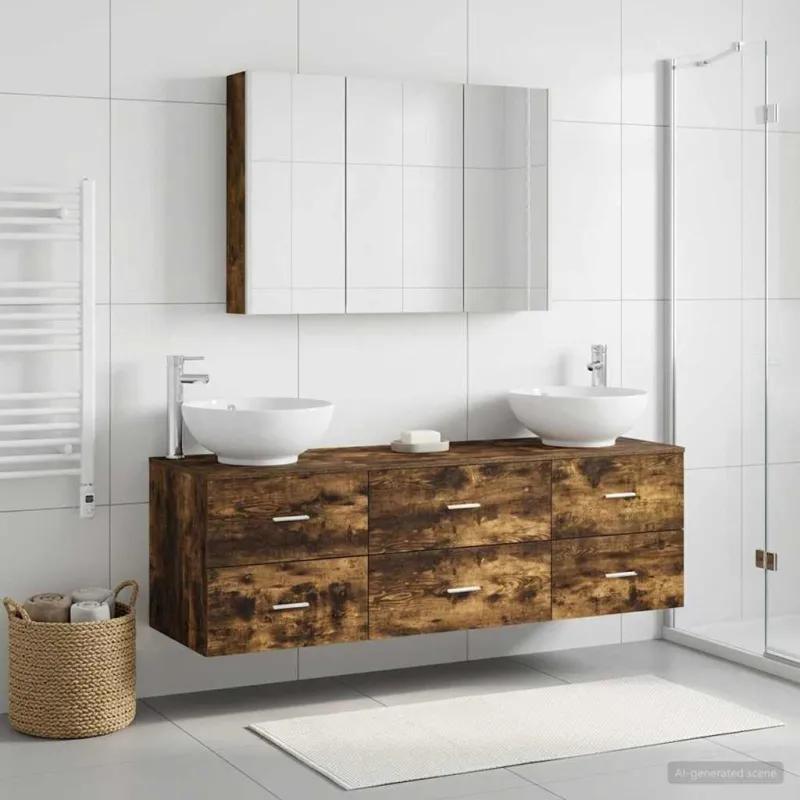 Vonios baldų rinkinys 4 pcs Dūminio ąžuolo