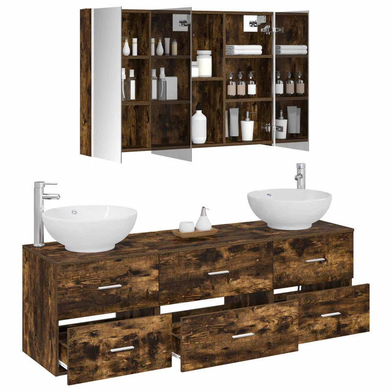 Vonios baldų rinkinys 4 pcs Dūminio ąžuolo