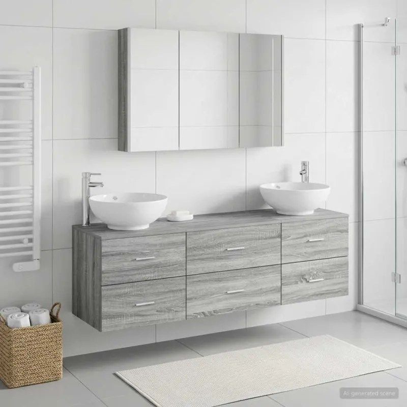 Vonios baldų rinkinys 4 pcs Pilka Sonoma