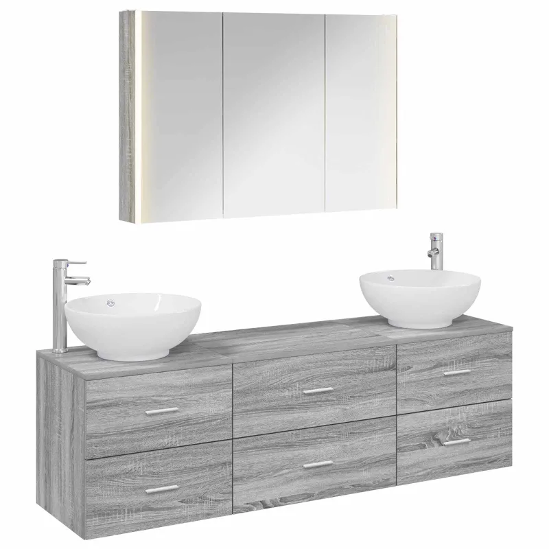 Vonios baldų rinkinys 4 pcs Pilka Sonoma