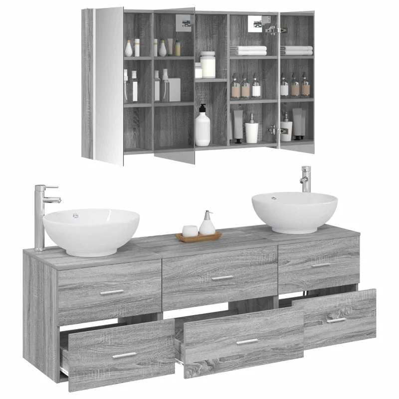 Vonios baldų rinkinys 4 pcs Pilka Sonoma