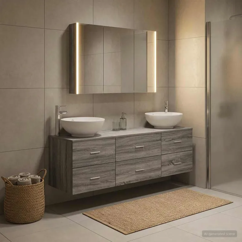 Vonios baldų rinkinys 4 pcs Pilka Sonoma