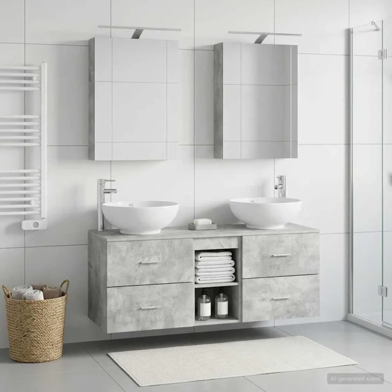 Vonios baldų rinkinys 5 pcs Betono pilka
