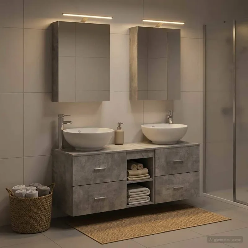 Vonios baldų rinkinys 5 pcs Betono pilka