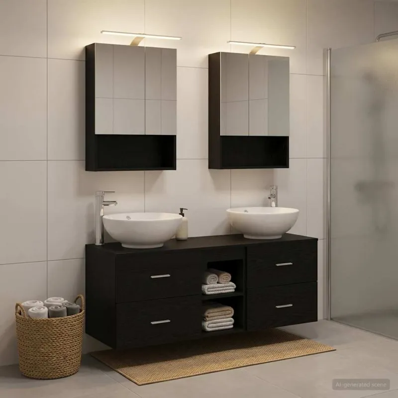 Vonios baldų rinkinys 5 pcs Juodojo ąžuolo