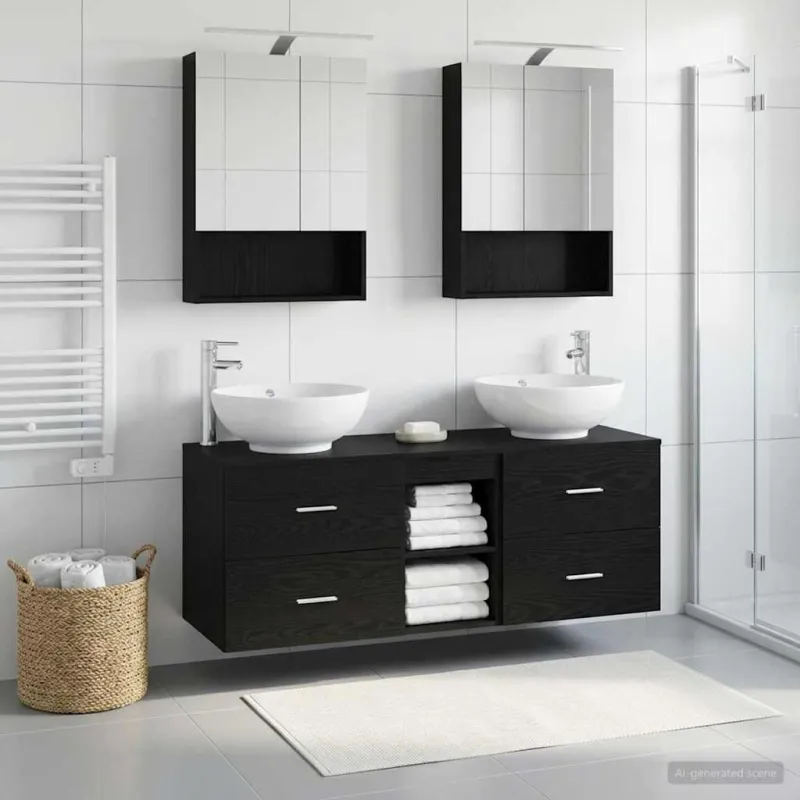 Vonios baldų rinkinys 5 pcs Juodojo ąžuolo
