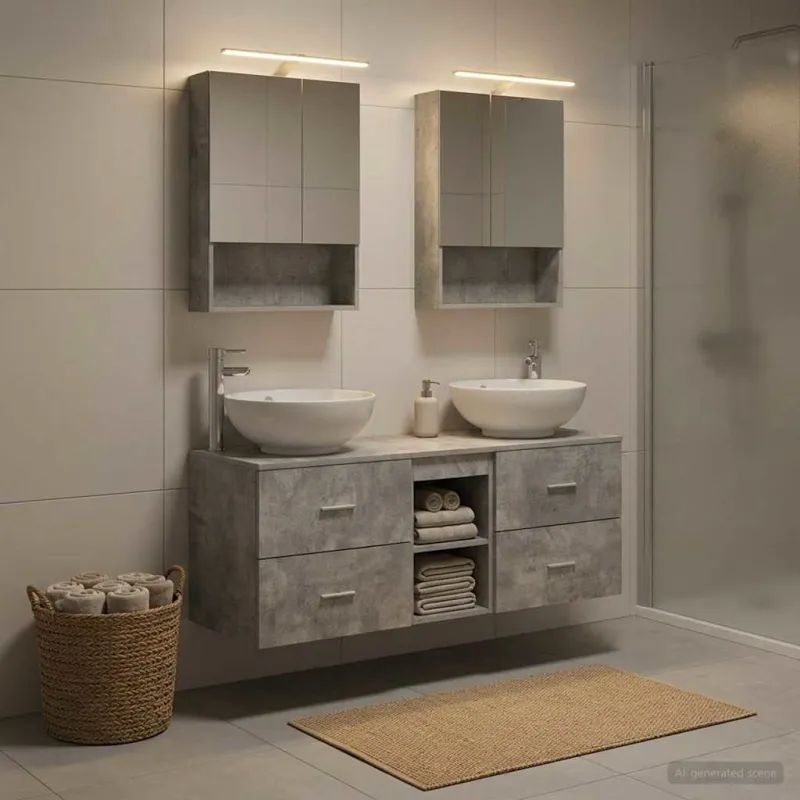 Vonios baldų rinkinys 5 pcs Betono pilka