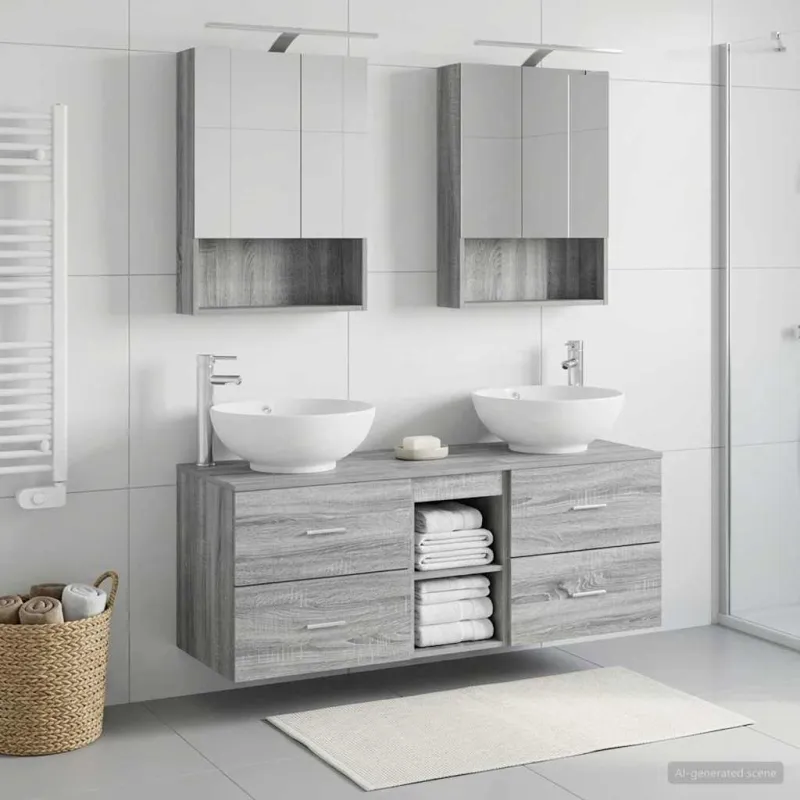 Vonios baldų rinkinys 5 pcs Pilka Sonoma