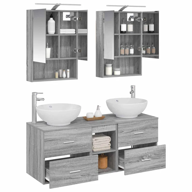 Vonios baldų rinkinys 5 pcs Pilka Sonoma