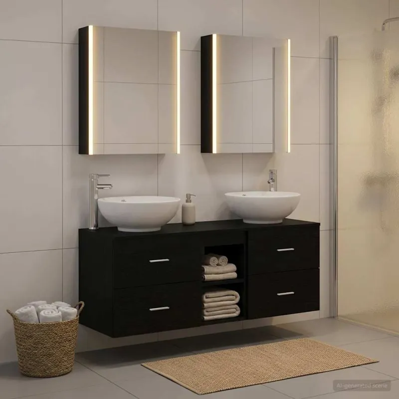 Vonios baldų rinkinys 5 pcs Juodojo ąžuolo