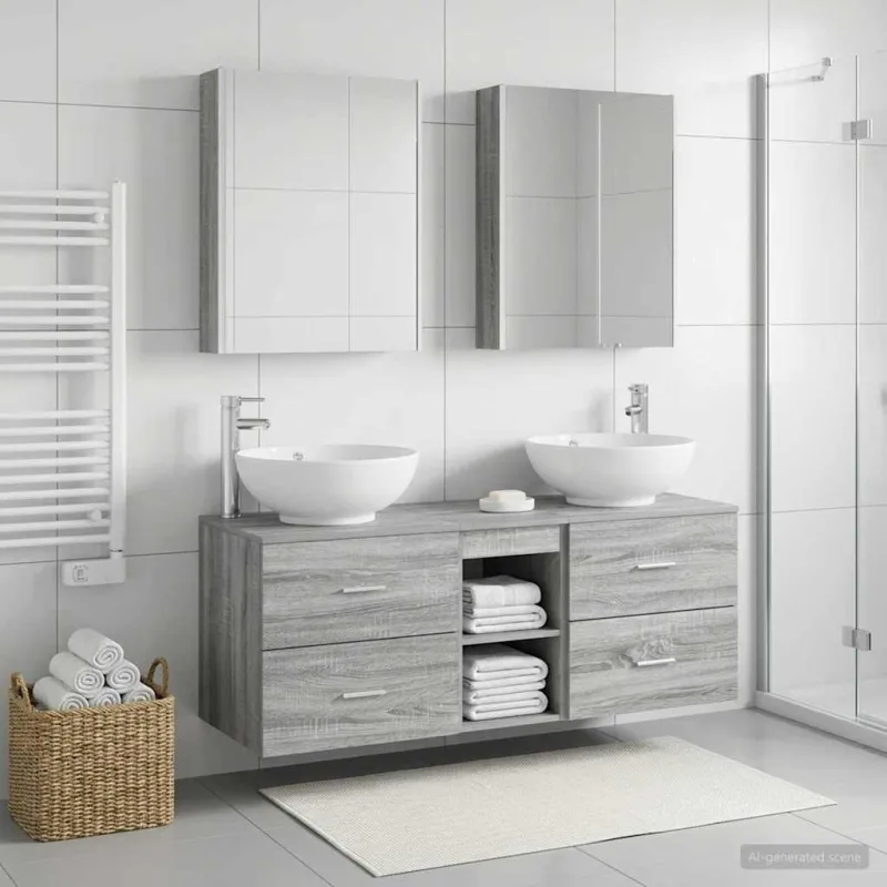 Vonios baldų rinkinys 5 pcs Pilka Sonoma