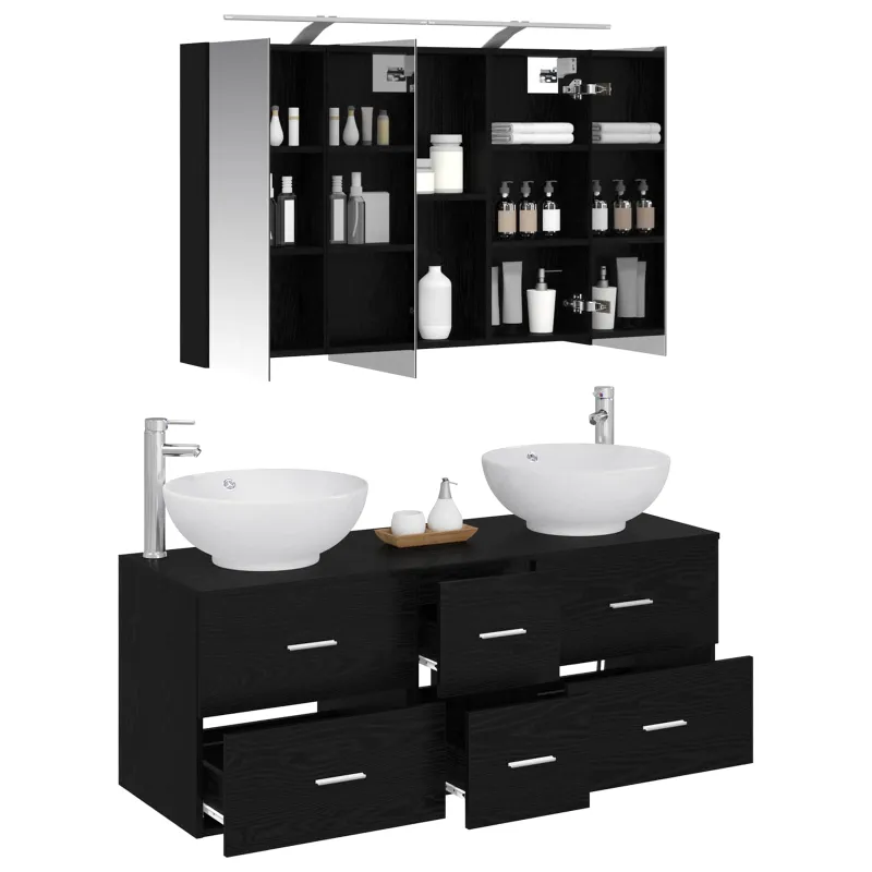 Vonios baldų rinkinys 4 pcs Juodojo ąžuolo