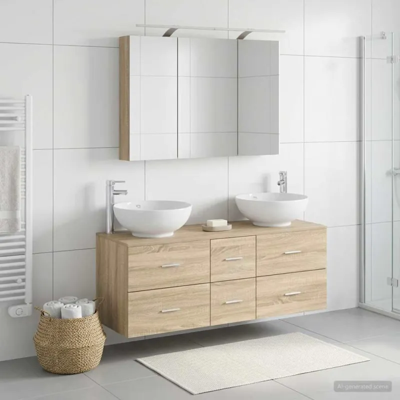 Vonios baldų rinkinys 4 pcs Sonoma ąžuolas